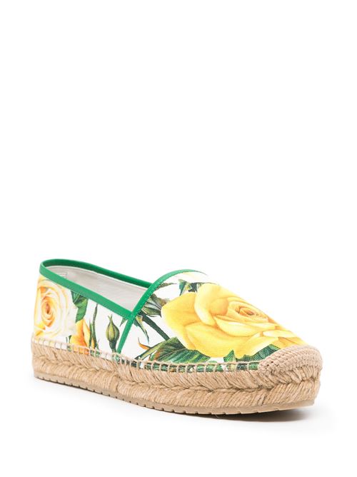 white/multicolour cotton canvas floral print slip-on Dolce & Gabbana | CE0119AR842HA3VO